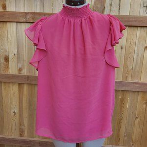 1. STATE Women's clay pink flowy flutter sleeve top MEDIUM